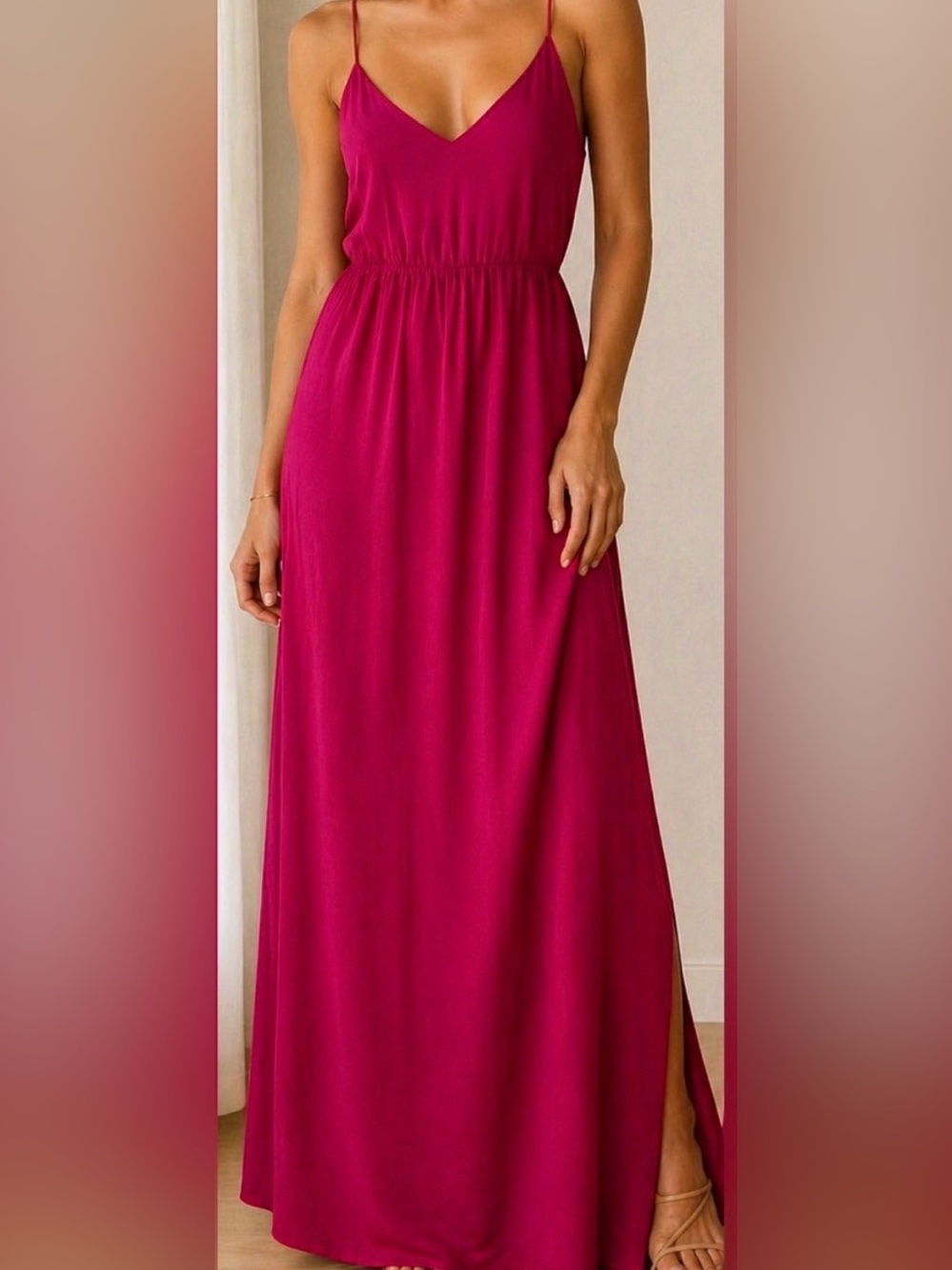 J.Crew Pink Halter Maxi Dress Size 00 XS Open Back Flowing